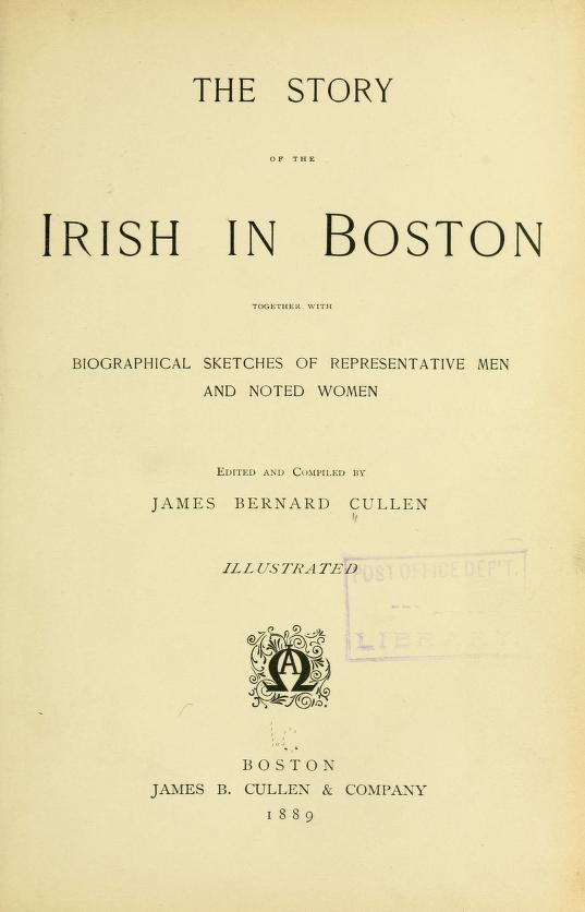 Title page of 'The Story of the Irish in Boston'